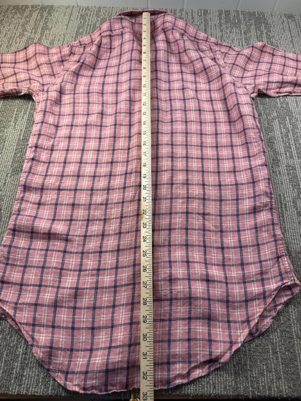 Sid Mashburn Shirt Mens Medium Pink Plaid Long Sleeve Button Up Slim Fit Linen